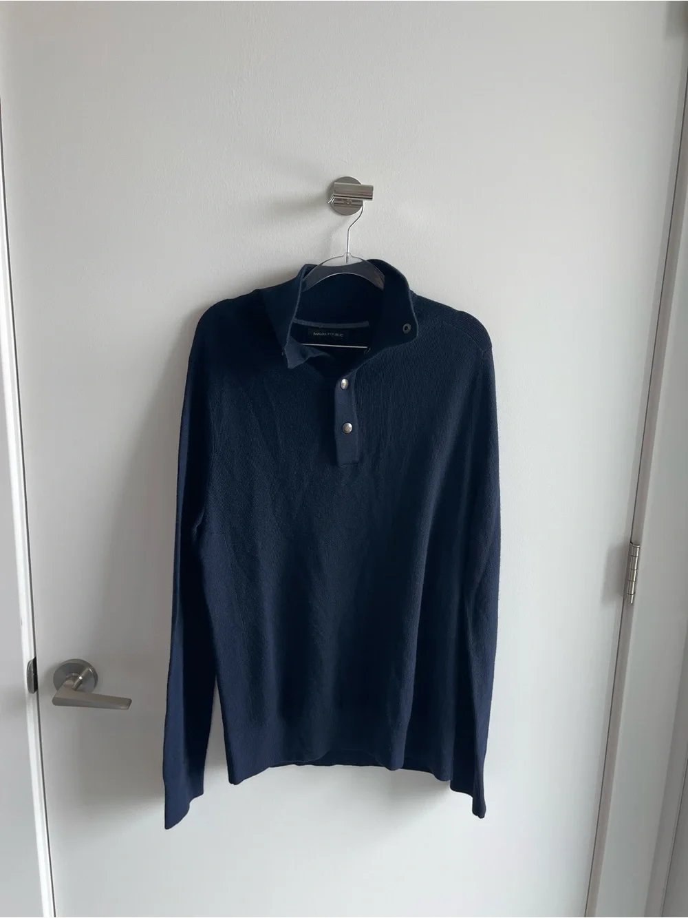 Banana Republic Dark Navy Button-Front Knit Pullover
